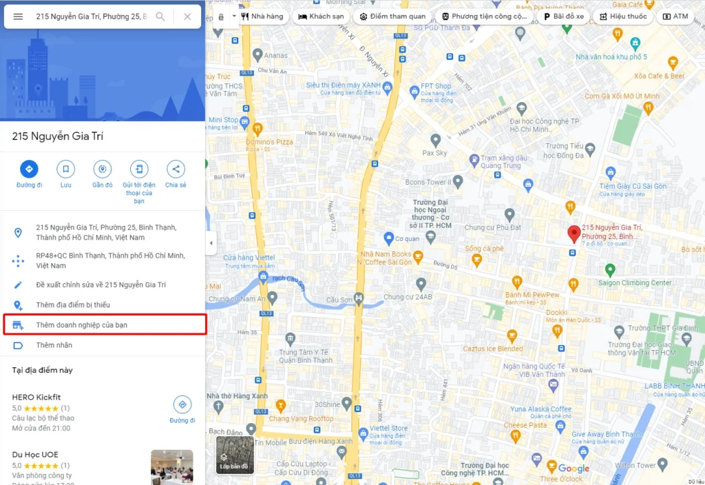 Đăng nhập vào Google Maps và thêm địa chỉ doanh nghiệp